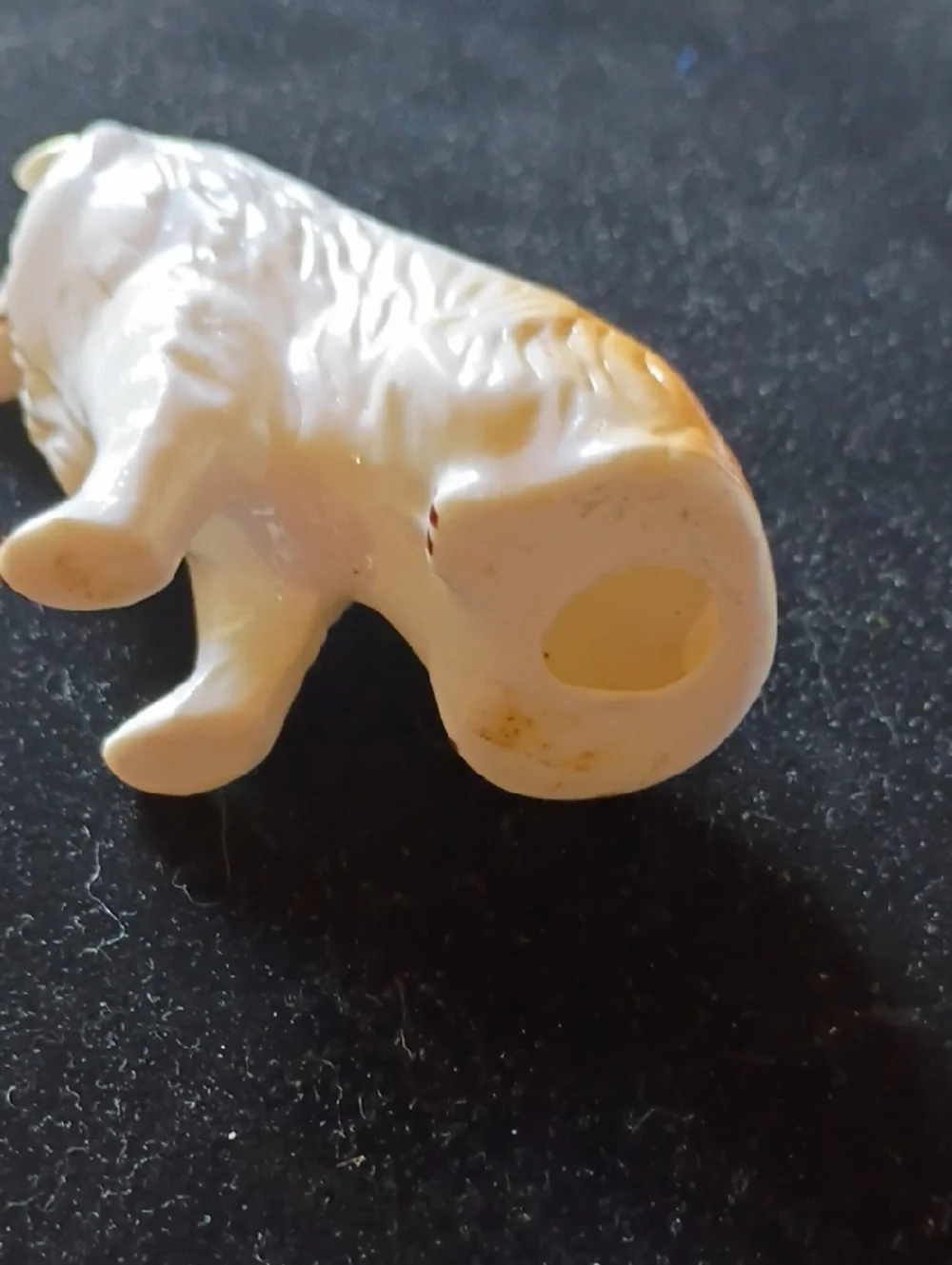 White Ceramic Wolf/Dog  Figurine with Tan Accents